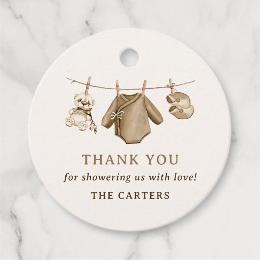 Boho Waterverf Babykleding Jongen Baby shower Bedankjes Labels (Voorkant)