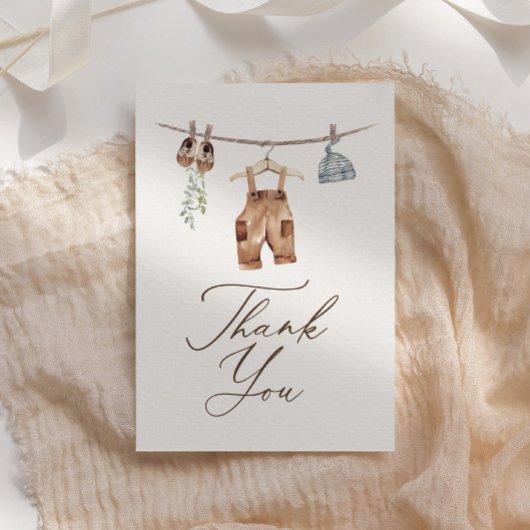 Boho Waterverf Babykleding Jongen Baby shower Bedankkaart