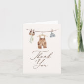 Boho Waterverf Babykleding Jongen Baby shower Bedankkaart (Voorkant)