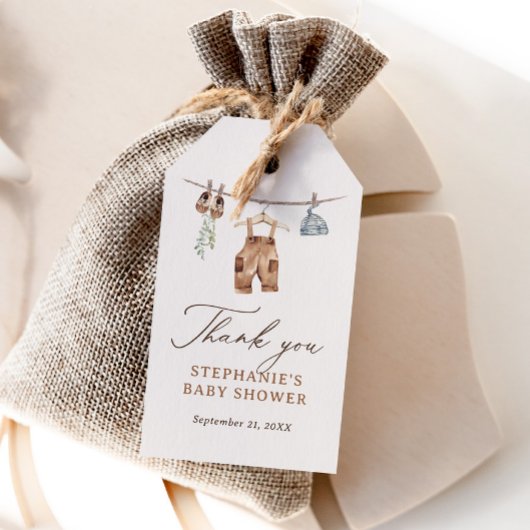 Boho Waterverf Babykleding Jongen Baby shower Cadeaulabel