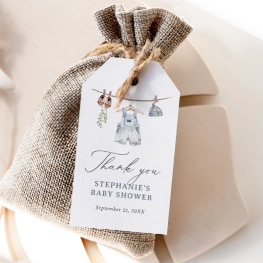 Boho Waterverf Babykleding Jongen Baby shower Cadeaulabel