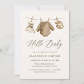 Boho Waterverf Babykleding Jongen Baby shower Kaart (Voorkant)