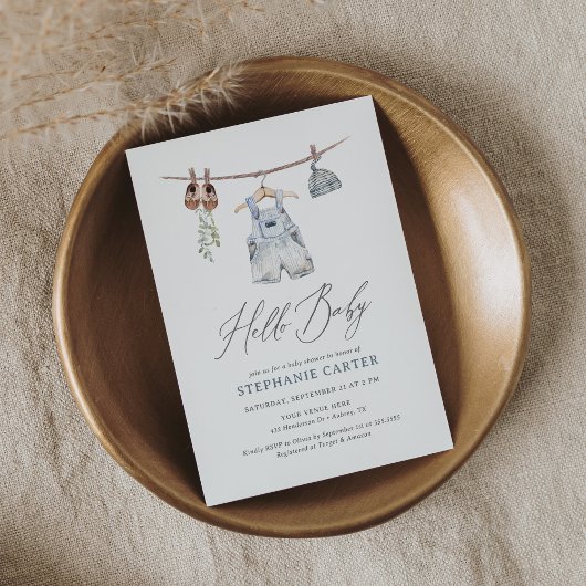 Boho Waterverf Babykleding Jongen Baby shower Kaart