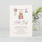 Boho Waterverf Babykleding Jongen Baby shower Kaart (Staand voorkant)