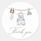 Boho Waterverf Babykleding Jongen Baby shower Ronde Sticker (Voorkant)