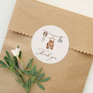 Boho Waterverf Babykleding Jongen Baby shower Ronde Sticker