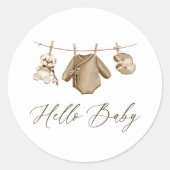 Boho Waterverf Babykleding Jongen Baby shower Ronde Sticker (Voorkant)