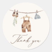 Boho Waterverf Babykleding Jongen Baby shower Ronde Sticker (Voorkant)
