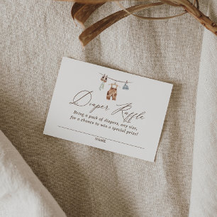 Boho Waterverf Babykleding Luier Raffle Ticket Informatiekaartje