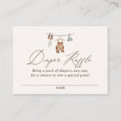 Boho Waterverf Babykleding Luier Raffle Ticket Informatiekaartje (Voorkant)