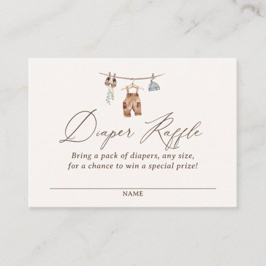 Boho Waterverf Babykleding Luier Raffle Ticket Informatiekaartje (Voorkant)