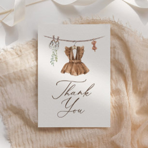 Boho Waterverf Babykleding Meisje Baby shower Bedankkaart