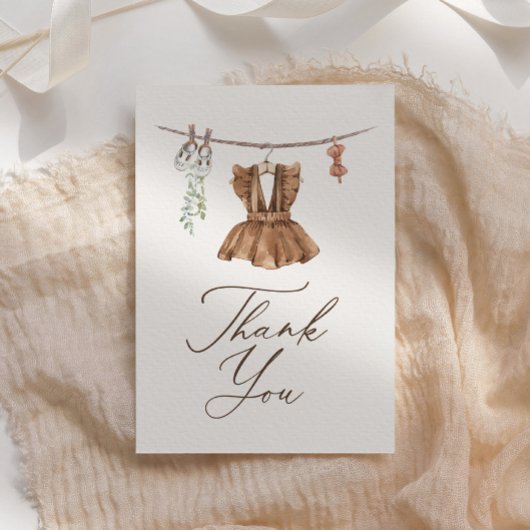 Boho Waterverf Babykleding Meisje Baby shower Bedankkaart