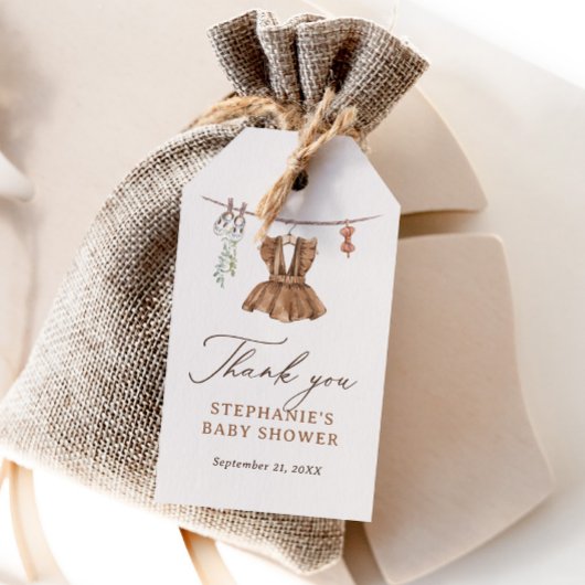 Boho Waterverf Babykleding Meisje Baby shower Cadeaulabel