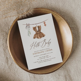 Boho Waterverf Babykleding Meisje Baby shower Kaart