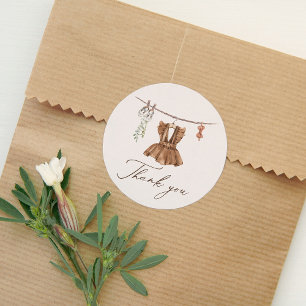 Boho Waterverf Babykleding Meisje Baby shower Ronde Sticker