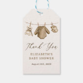 Boho Waterverf Babykleren Jongen Baby Shower Cadeaulabel (Achterkant)