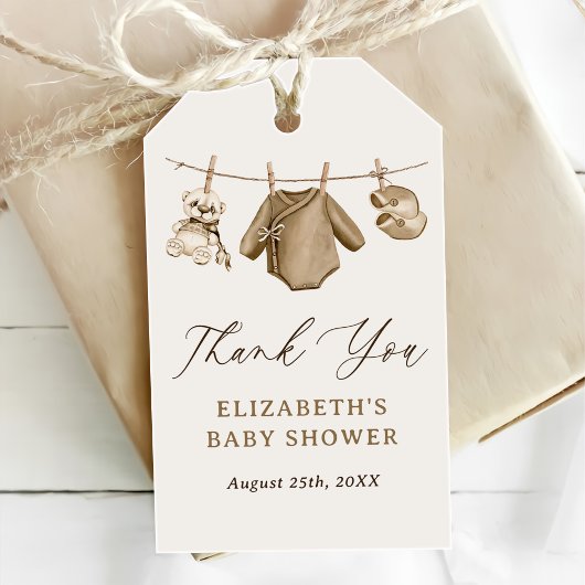 Boho Waterverf Babykleren Jongen Baby Shower Cadeaulabel