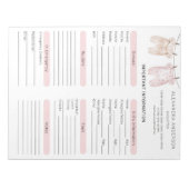 Boho Waterverf Babysitter Info Sheet Notitieblok (Voorkant)