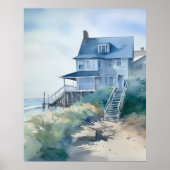 Boho Waterverf Beach House Art Poster (Voorkant)