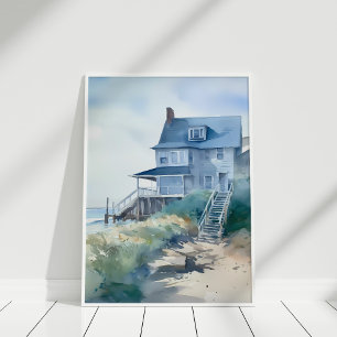 Boho Waterverf Beach House Art Poster