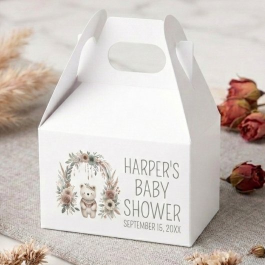 Boho Waterverf Beer Baby Shower Bedankdoosjes