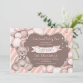 Boho waterverf beer baby verjaardaguitnodiging kaart (Staand voorkant)