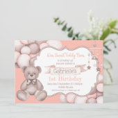 Boho waterverf beer baby verjaardaguitnodiging kaart (Staand voorkant)