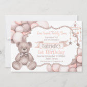 Boho waterverf beer baby verjaardaguitnodiging kaart (Voorkant)