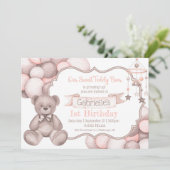 Boho waterverf beer baby verjaardaguitnodiging kaart (Staand voorkant)