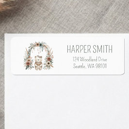 Boho Waterverf Beer Babyshower Etiket