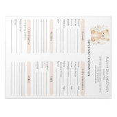 Boho Waterverf Beer Babysitter Info Sheet Notitieblok (Voorkant)