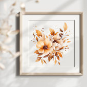 Boho Waterverf Beige Flowers Splash Art Splatter Poster