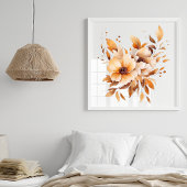 Boho Waterverf Beige Flowers Splash Art Splatter Poster