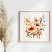 Boho Waterverf Beige Flowers Splash Art Splatter Poster