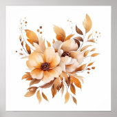 Boho Waterverf Beige Flowers Splash Art Splatter Poster (Voorkant)