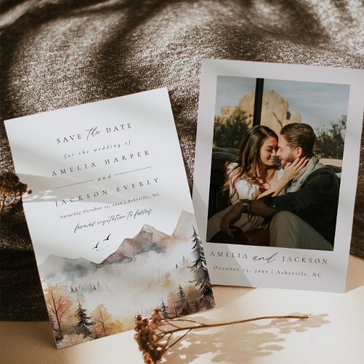 Boho Waterverf Berg Bruiloft Save The Date Kaart