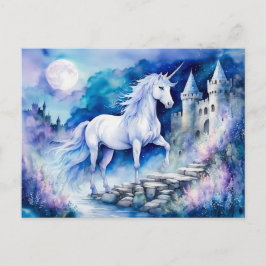 Boho Waterverf Betoverde Witte Eenhoorn Bij Oude K Briefkaart