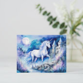 Boho Waterverf betoverde witte eenhoorn in de buur Briefkaart (Staand voorkant)