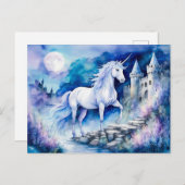 Boho Waterverf betoverde witte eenhoorn in de buur Briefkaart (Voorkant / Achterkant)