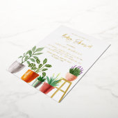 Boho Waterverf Binnenshuis Plant Baby shower Folie Uitnodiging (Gedraaid)