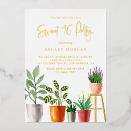 Boho Waterverf binnenshuis Planten Sweet Sixteen P Folie Uitnodiging