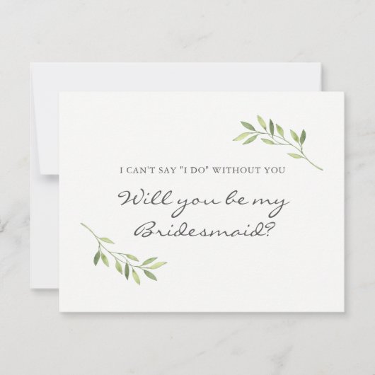 Boho Waterverf Blad Bruidsmeisje Kaart (Voorkant)