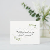 Boho Waterverf Blad Bruidsmeisje Kaart (Staand voorkant)