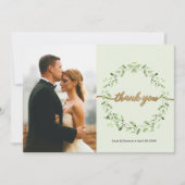 Boho Waterverf bladeren krans lente bruiloft Foto Bedankkaart (Voorkant)