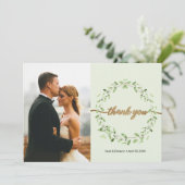 Boho Waterverf bladeren krans lente bruiloft Foto Bedankkaart (Staand voorkant)