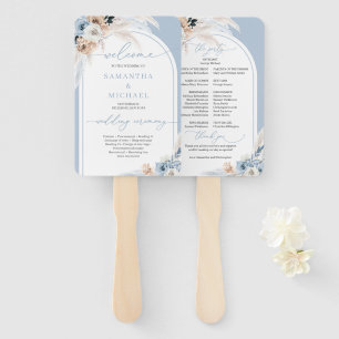 Boho waterverf blauw en roest bloementropische boo handwaaier