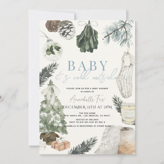 Boho Waterverf Blauw Vakantie Jongen Baby shower Kaart (Voorkant)