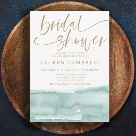 Boho Waterverf Blauwgroen & Goud Vrijgezellenfeest Kaart