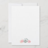 Boho Waterverf bloeit roze baby Doop Kaart (Achterkant)